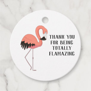 Étiquettes Cadeau Flamant Rose Blanc Totalement Flamboyant Anniversa