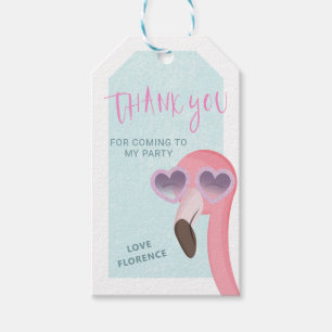 Étiquettes-cadeau Flamant rose d'été cool Balise Coeur Sunnies Fav