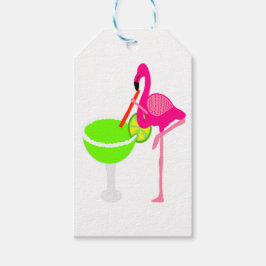Étiquettes-cadeau Flamant rose drôle boire une Margarita