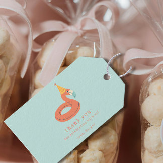 Étiquettes-cadeau flamant rose gonflable pour enfants fête d'anniver
