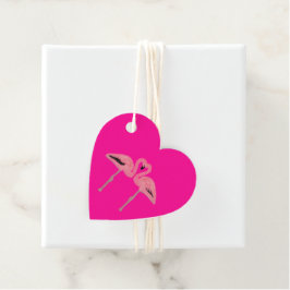 Étiquettes Cadeau Flamant rose pailleté coeur