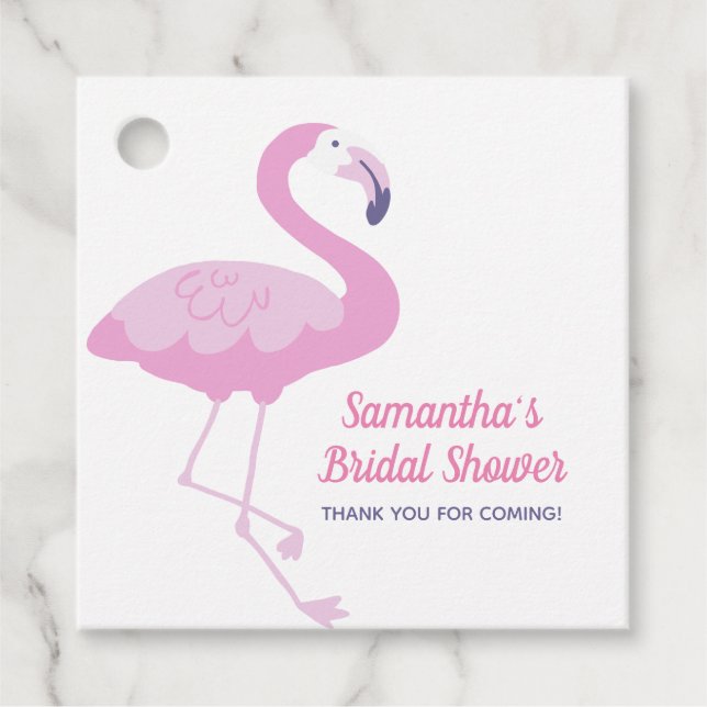 Étiquettes Cadeau Flamant Rose Remerciements de l'Enterrement de Vie (Devant)