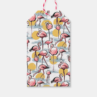 Étiquettes-cadeau Flamant rose rose et coucher de soleil | Tango tro