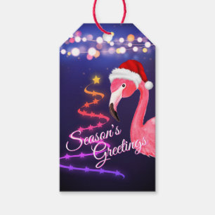 Étiquettes-cadeau Flamant rose rose Festive Tropical Beach Noël
