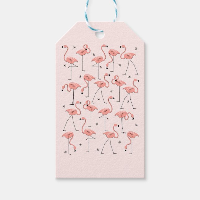 Étiquettes-cadeau Flamants roses - Balises cadeaux roses (Devant)