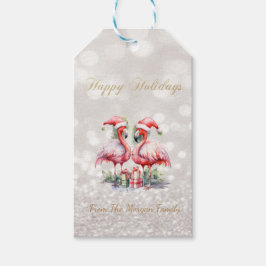 Étiquettes-cadeau Flamants roses roses Santa Hat présente Parties sc