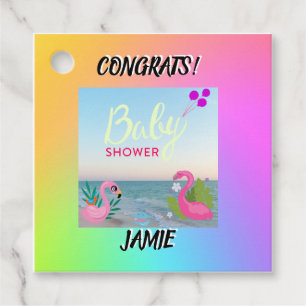 Étiquettes Cadeau Flamants roses Whimsical & Baby shower Ocen Theme