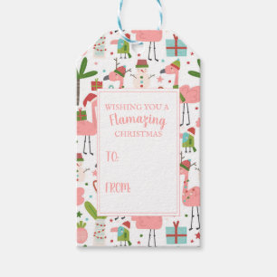 Étiquettes-cadeau Flamazing Noël rose Flamants roses Neiges blancs