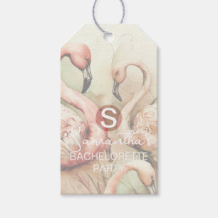 Étiquettes-cadeau Flamingo Chic Élégant Monogramme Personnalisé