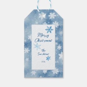 Étiquettes-cadeau Flammes de neige de Noël Ciel bleu clair