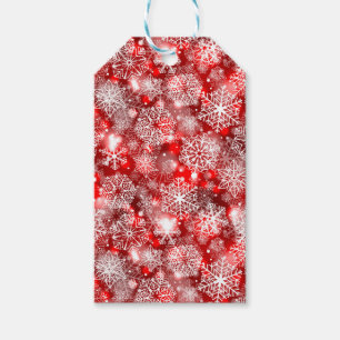 Étiquettes-cadeau Flammes de neige sur rouge