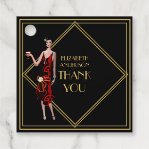 Étiquettes Cadeau Flapper Gatsby Merci noir des années 20