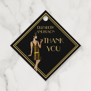 Étiquettes Cadeau Flapper Gatsby Merci noir des années 20