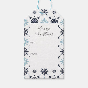 Étiquettes-cadeau Flèche de neige bleu clair et blanc