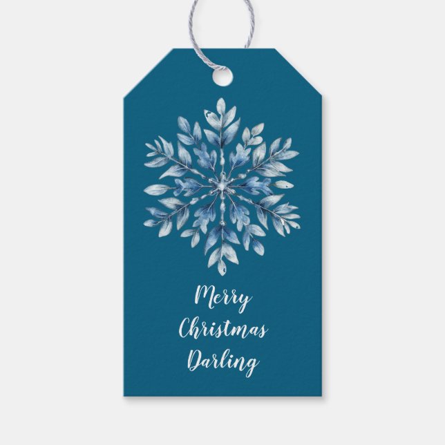 Étiquettes-cadeau Flèches bleues hivernales (Devant)
