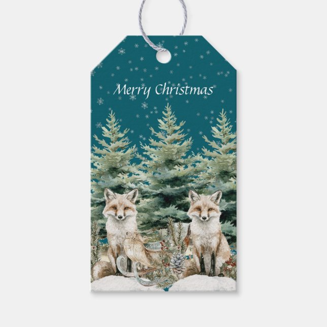 Étiquettes-cadeau Flèches de neige de l'arbre de Noël Fox (Devant)