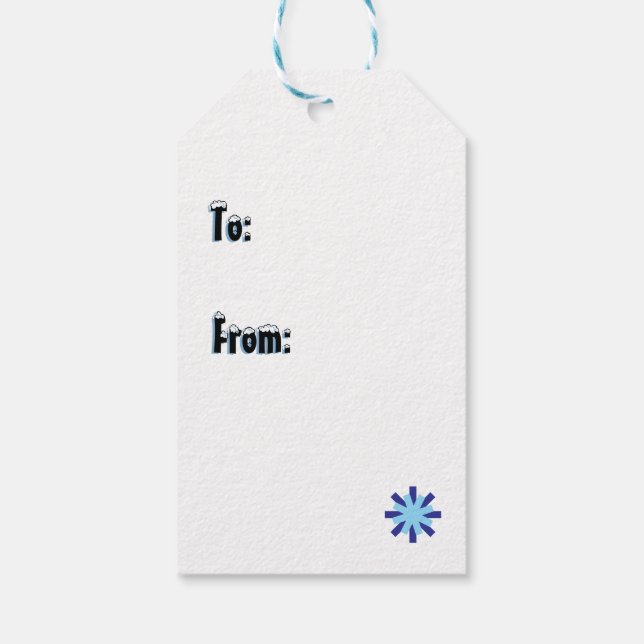 Étiquettes-cadeau Flèches de neige Design hiver Bleu froid mou (Dos)