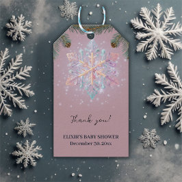Étiquettes-cadeau Flèches de neige violette d'hiver moderne Baby sho