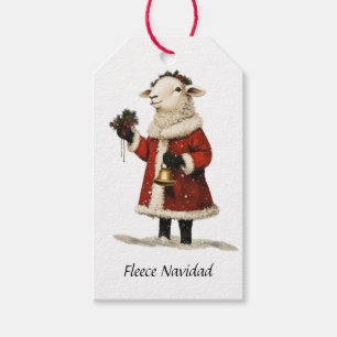 Étiquettes-cadeau Fleece Navidad Mouton Agneau Père Noël