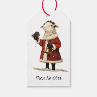 Étiquettes-cadeau Fleece Navidad Mouton Agneau Père Noël