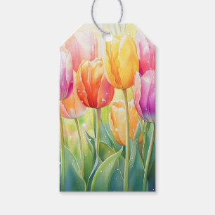 Étiquettes-cadeau Fleur Aquarelle Ressort Jardin Tulip