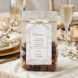 Étiquettes-cadeau Fleur Blanche en Relief Mariage Bienvenue Remercie