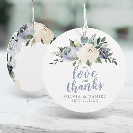 Étiquettes Cadeau Fleur botanique poussiéreuse bleu avec amour et re