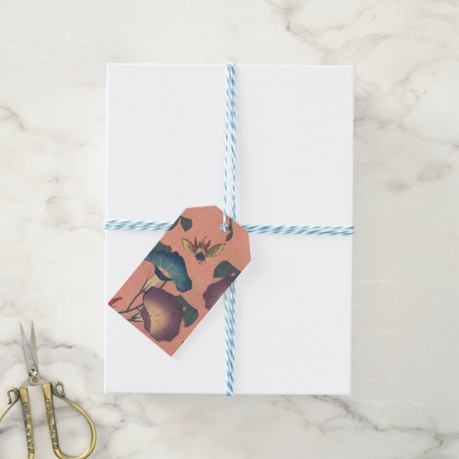 Étiquettes-cadeau Fleur d'abeille rose classique Hokusai Art (Avec de laficelle)