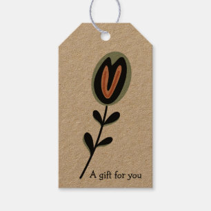Étiquettes-cadeau Fleur d'art populaire rétro simple personnalisée