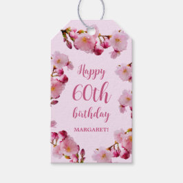 Étiquettes-cadeau Fleur de cerise rose Sakura Joyeux anniversaire