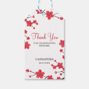 Étiquettes-cadeau Fleur de cerise rouge sucrée Sakura Fleur Annivers