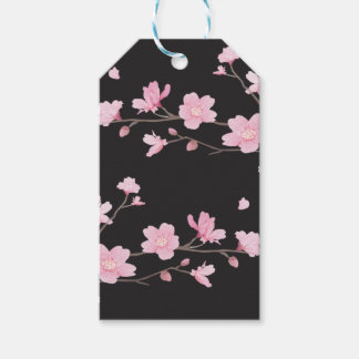 Étiquettes-cadeau Fleur de cerisier - Noir