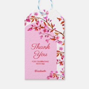 Étiquettes-cadeau Fleur de cerisier Sakura rose blanc Anniversaire
