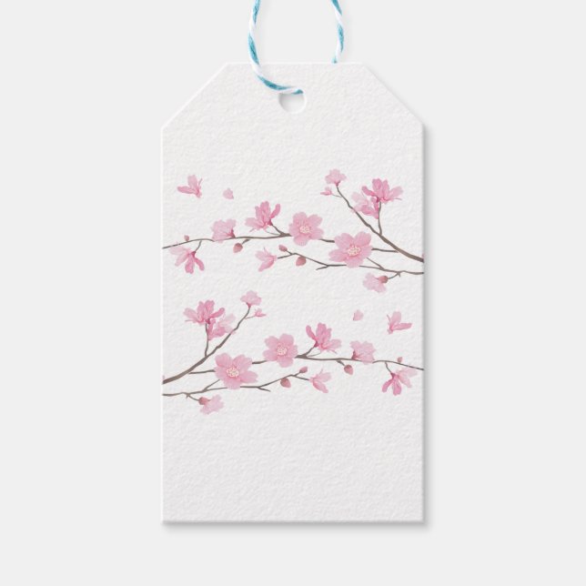 Étiquettes-cadeau Fleur de cerisier - Transparent-Arrière - plan (Devant)