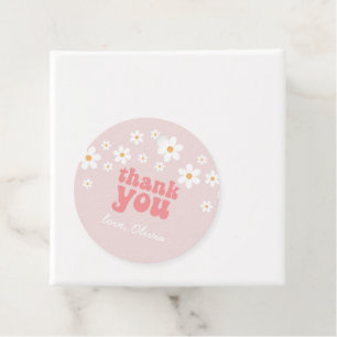 Étiquettes Cadeau Fleur de daisy rétro bohème remerciement de naissa
