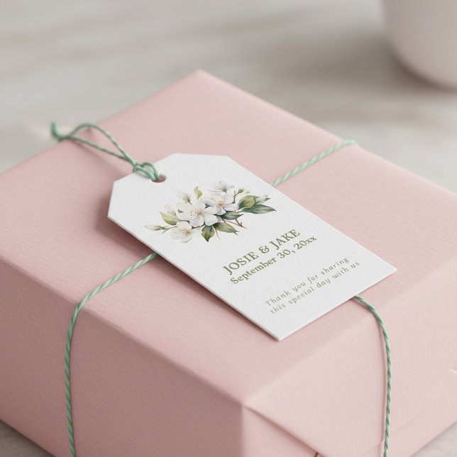 Étiquettes-cadeau Fleur de fleur de pomme blanche faveur (White apple blossom flower favor gift tags.)