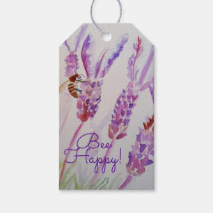 Étiquettes-cadeau Fleur de Lavande Abeille Heureuse Aquarelle