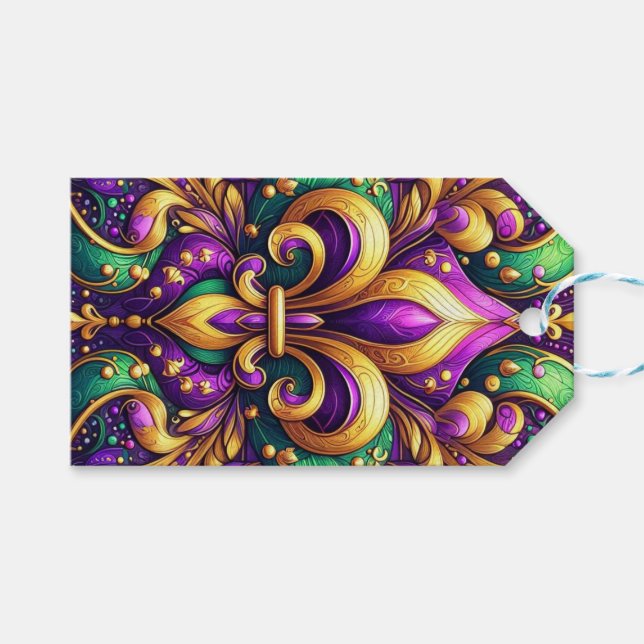 Étiquettes-cadeau fleur de lis (Devant (Horizontal))