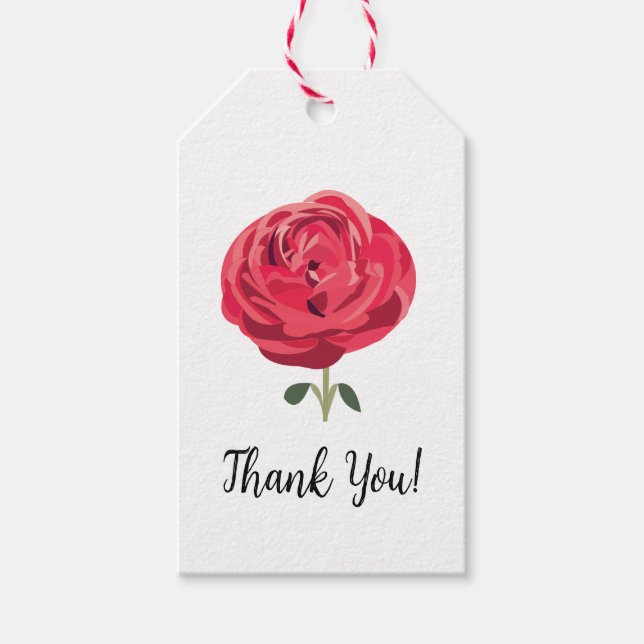 Étiquettes-cadeau Fleur de rose rouge florale rose rouge (Devant)
