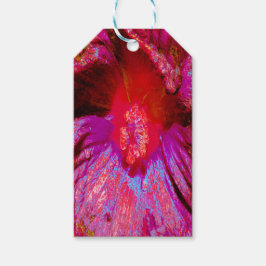 Étiquettes-cadeau Fleur d'Hibiscus rouge rétro Trippy psychédélique