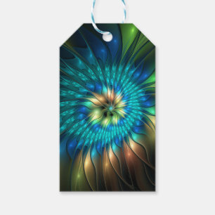 Étiquettes-cadeau Fleur d'Imaginaire lumineux, Fractale Abstraite co