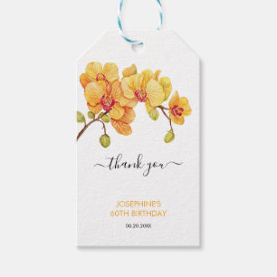 Étiquettes-cadeau Fleur d'orchidée jaune Anniversaire botanique