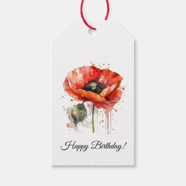Étiquettes-cadeau Fleur écarlate, sur mesure (Devant)