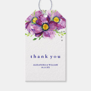 Étiquettes-cadeau Fleur et Mariage de Parties scintillant pourpre