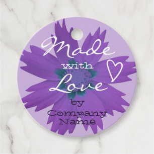 Étiquettes Cadeau Fleur Fleur Fabriquée avec Amour Pastel Purple Lil