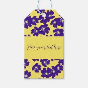 Étiquettes-cadeau Fleur jaune et violet personnalisée