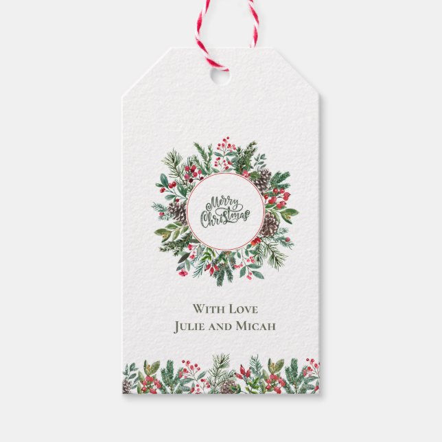Étiquettes-cadeau Fleur Joyeux Noël (Devant)