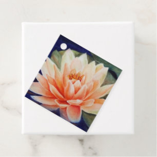 Étiquettes Cadeau Fleur Nénuphar orange