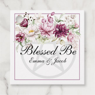 Étiquettes Cadeau Fleur Romantique Pentacle de Paeonie Florale