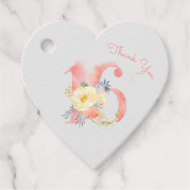 Étiquettes Cadeau Fleur rose Numéro 16 16e anniversaire Merci